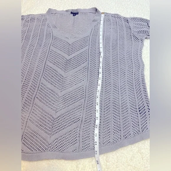 Torrid Womens Gray V-Neck 3/4 Sleeve Open Knit Textured Sweater - Picture 8 of 11
